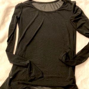 Black sheer long sleeve crew neck shirt S